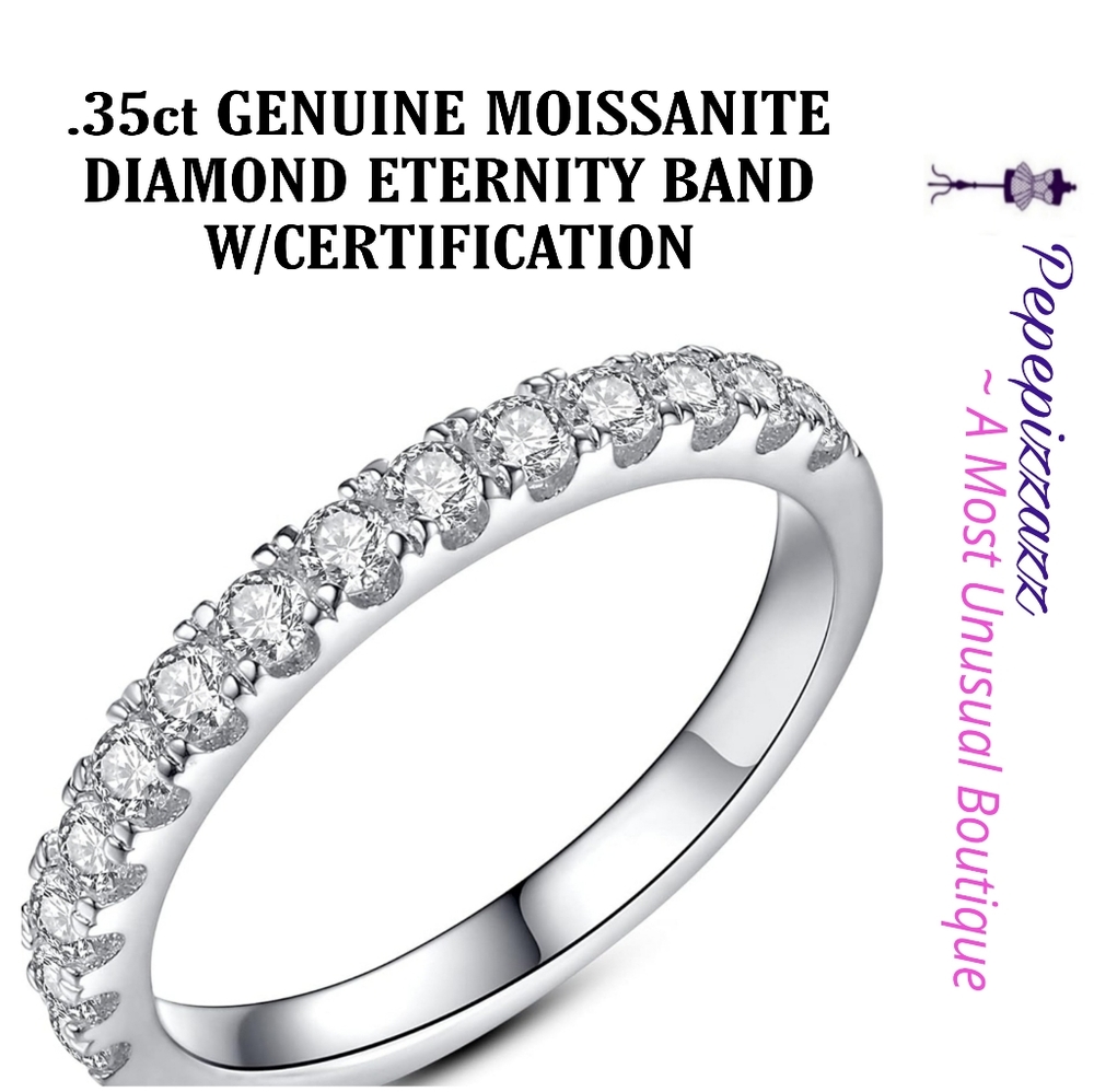 GENUINE Moissanite Wedding Band, Wedding Rings 0.35ct D Color VVS1